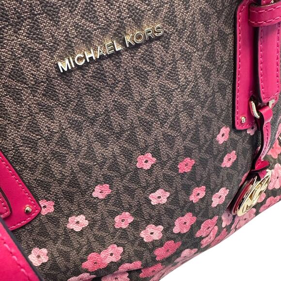 Michael Kors Floral Pink and Grey Cherry Blossom Large Tote - Picture 1 of 11